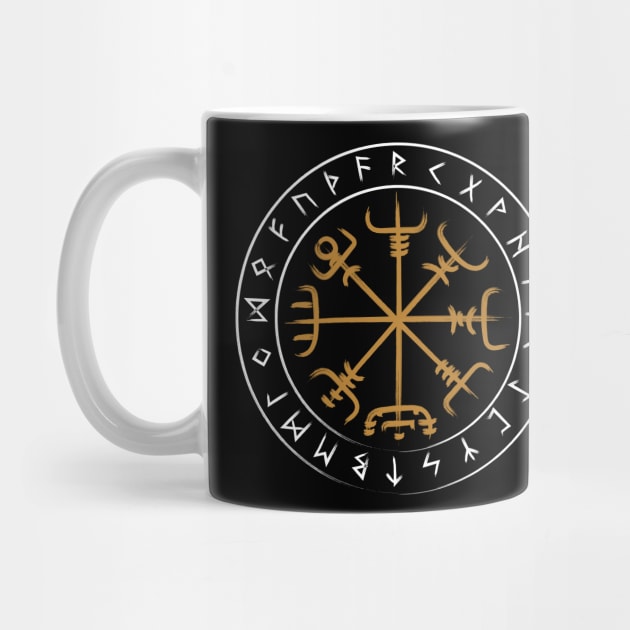 Vegvisir Futhark Vikings Tee Compass Rune Protection by BlackRavenOath